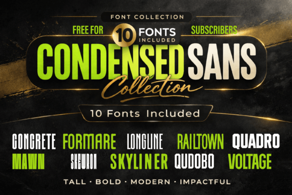 Condensed Collection – 10 Tall Set: The Perfect Typeface for Bold Labels and Shop Branding